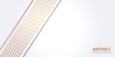 Boşlukta turuncu ışık çizgisi olan soyut beyaz arkaplan. Gelecekçi beyaz modern lüks teknoloji geçmişi. Vektör illüstrasyonu.