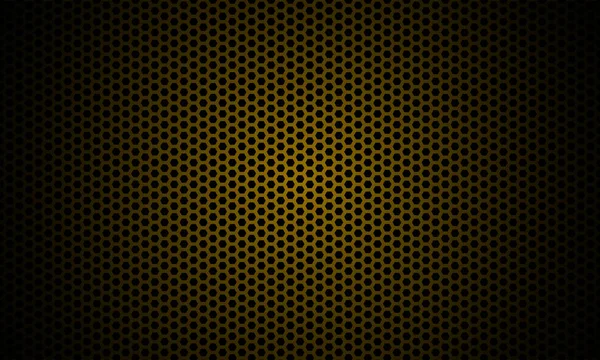 Fundo Dourado Escuro Textura Fibra Carbono Hexágono Escuro Golden Honeycomb — Vetor de Stock