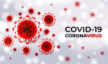 Beyaz tıbbi arka plan üzerinde Coronavirus covid-19 bakteri hücreleri