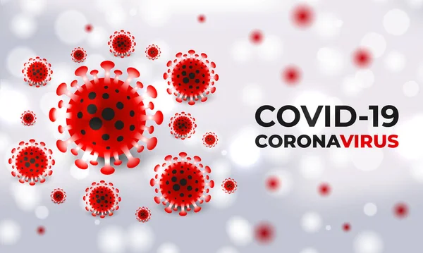 Coronavirus covid-19 bakterieceller på en vit medicinsk vektor bakgrund — Stock vektor