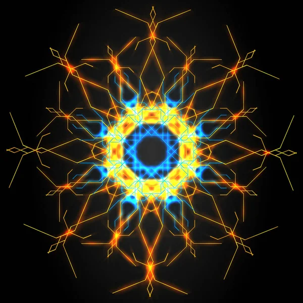 Geometrische abstracte psychedelische bloem, mandala patroon. — Stockvector