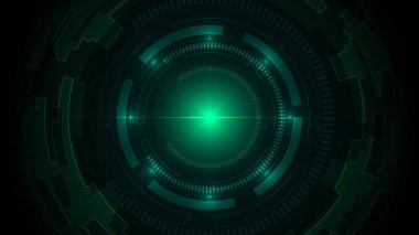 Teknoloji koyu yeşil arka plan ve yüksek teknolojili dijital veri bağlantısı. Soyut, modern, fütüristik, yüksek teknoloji, bilim, mühendislik, konsept vektör arka plan şablonu. Oran tam hd.