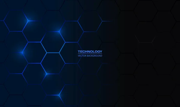 Dark blue hexagonal technology vector abstract background. — Stock Vector