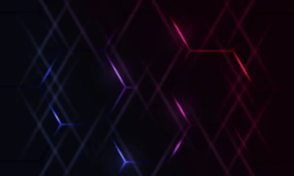Donkere Hexagonale Gaming Abstracte Vector Achtergrond Met Blauwe Roze Gekleurde — Stockvector