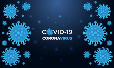 Covid-19 virüs enfeksiyonu. Coronavirus lacivert tıbbi vektör arka planı. Deniz mavisi arka planda 2019-Ncov virüsü. Bir vektör Illustration üzerinde Coronavirus hücreleri.