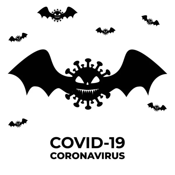 Coronavirus Faccia Pipistrello Spaventoso Nuovo Focolaio Pandemico Virus Della Corona — Vettoriale Stock