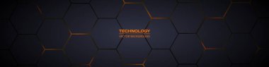Koyu geniş altıgen soyut teknoloji pankartı