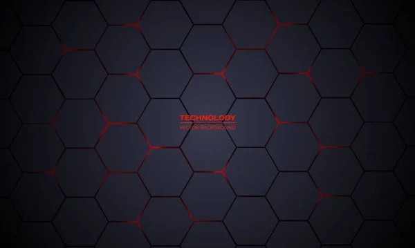 Dunkelgrauer hexagonaler Technologie-Vektor abstrakter Hintergrund. — Stockvektor