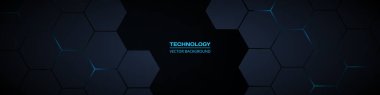 Koyu geniş altıgen soyut teknoloji pankartı