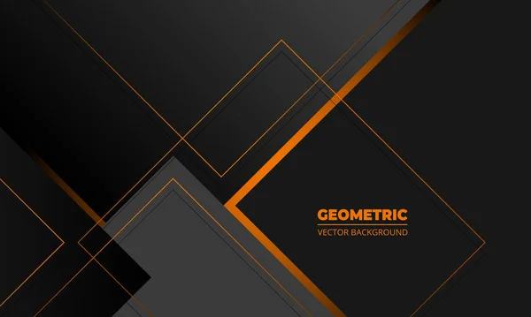 Gris foncé entreprise élégance abstrait fond géométrique avec des lignes orange. — Image vectorielle