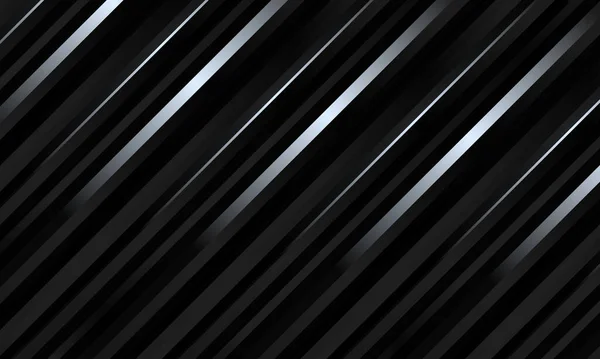 Preto abstrato 3d luxo listrado fundo com gradiente linhas metálicas. — Vetor de Stock