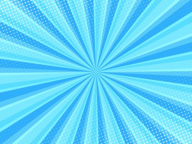 Mavi çizgi film arkaplanı yarım tonlu, pop sanat tarzı efektli.