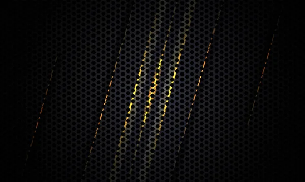 Textura de fibra de carbono oscura con líneas amarillas y grises. — Vector de stock