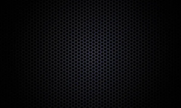 黒の背景 濃い六角形の炭素繊維の質感 ブラックハニカム金属質感鋼の背景 Webデザインテンプレートベクトル図Eps — ストックベクタ