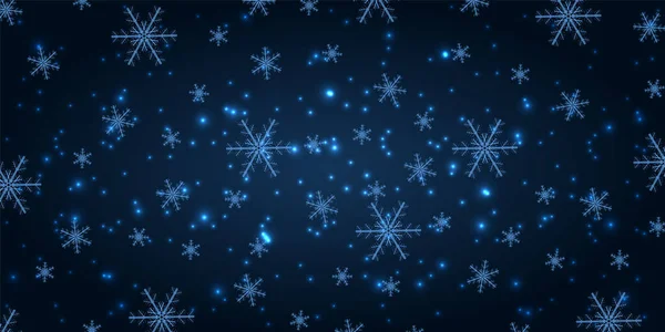 Shining Snow Navy Blue New Year Background — Stock Vector