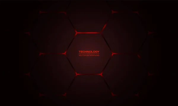 Fondo Vectorial Abstracto Tecnología Hexagonal Rojo Oscuro Energía Brillante Roja — Vector de stock