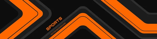 Zwarte abstracte brede horizontale banner met oranje en grijze lijnen,. — Stockvector