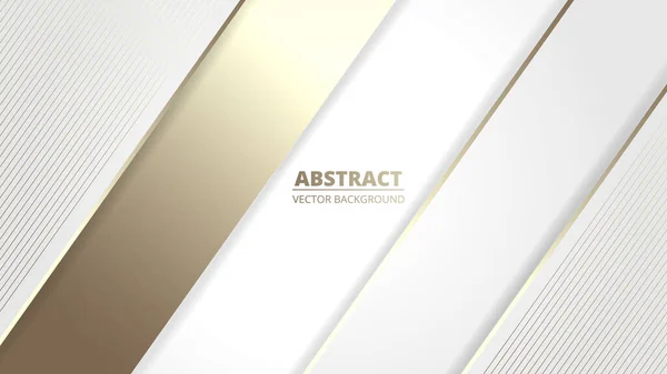 Білий елегантний реалістичний розкішний дизайн фон із золотими лініями та тінями . — стоковий вектор