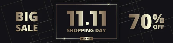 11.11 Alışveriş Günü Altın Lüks Lüks Satış Terfi Geniş Sancak Şablonu