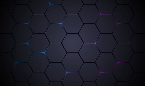 Cinza escuro 3D hexagonal tecnologia vetor abstrato fundo. — Vetor de Stock