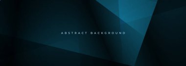 Mavi, soyut, geometrik şekilli geniş afiş. Koyu mavi soyut arka plan. Vektör illüstrasyonu