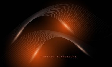 Parlayan kıvrımlı çizgiler, ince ızgara dokusu, yumuşak röfleler, hareket bulanıklığı, sinematik karşıtlık ve enerjik markalaşma için katmanlı derinlik içeren koyu renkli ışık dalgaları.