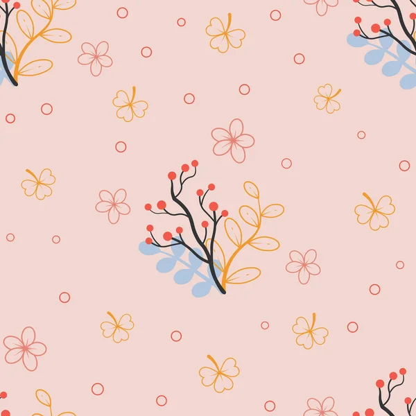 Nahtloses Muster Mit Bunten Doodle Blumen Pastellfarben Kreative Florale Textur — Stockvektor