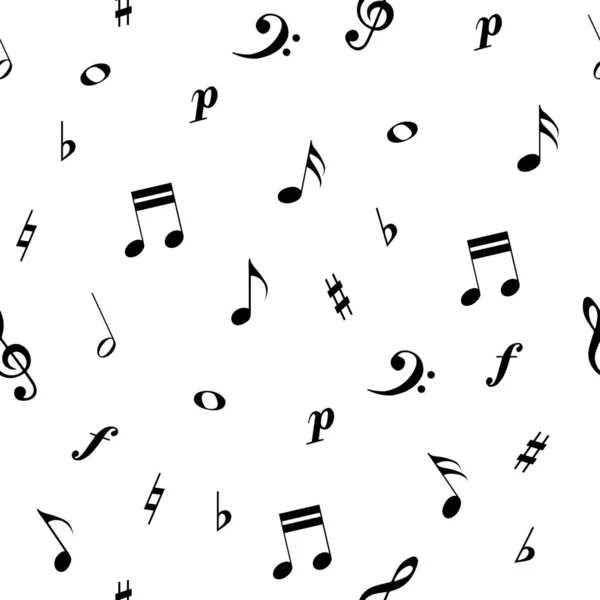 Şeffaf arkaplan, siyah notalar ve trible, bas anahtarı. Kusursuz desen. Yazdırma, poster, çıkartma, kart tasarımı için vektör illüstrasyon simgesi ve simgesi.