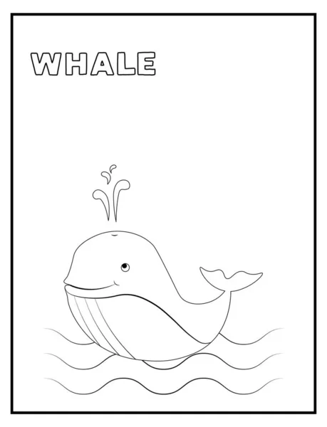 Cute baby whale black and white coloring page with name. Great for toddlers and kids any age. Perfect to keep kids busy.