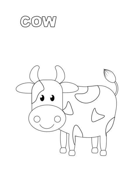 Cute Cow Black White Coloring Page Name Great Toddlers Kids — Stock Photo, Image