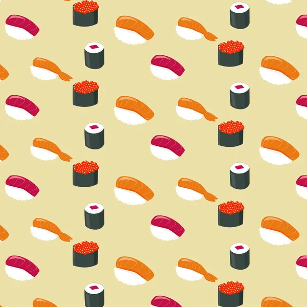 Sushi rullar platta mat och japanska skaldjur sushi rolls.vector. — Stock vektor