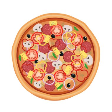 Pizza restoran menü. Kafe için malzemeler. Vektör çizim