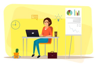 Kadın ofis çalışma vektör görüntü