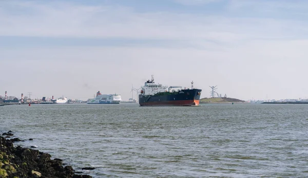 Hoek van Holland yakınlarında kargo gemileri