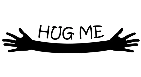 Hug me written above open arms and hands, vector — Stock Vector