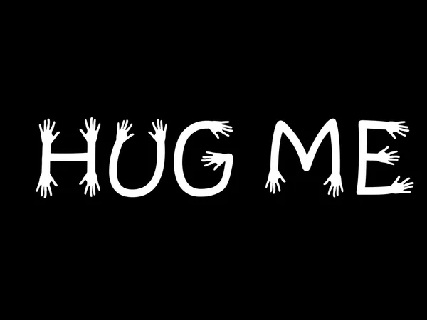 Hug me written in hand letters, black white vector — Stock Vector