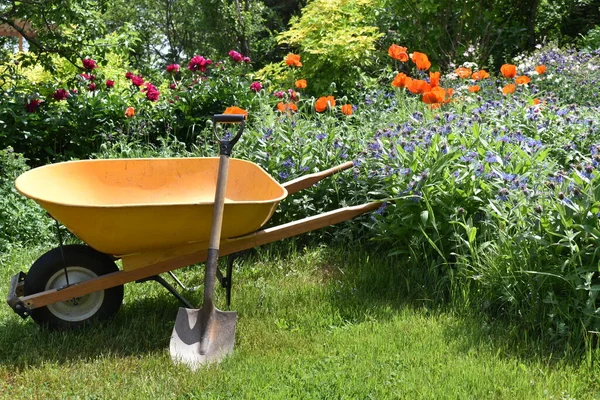 Wheelbarrow Shovel Garden — Stock Photo, Image