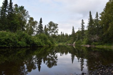 Reflection on the black river, Sainte-Lucie, Quebec, Canada