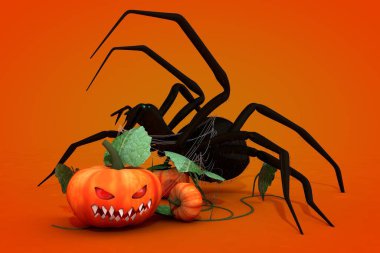 Çok güzel bir cadılar bayramı arkaplanı, balkabağı ve bir sürü korkuyla.