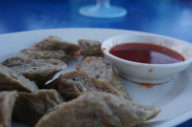 malay snacks, keropok lekor on terangganu malaysia