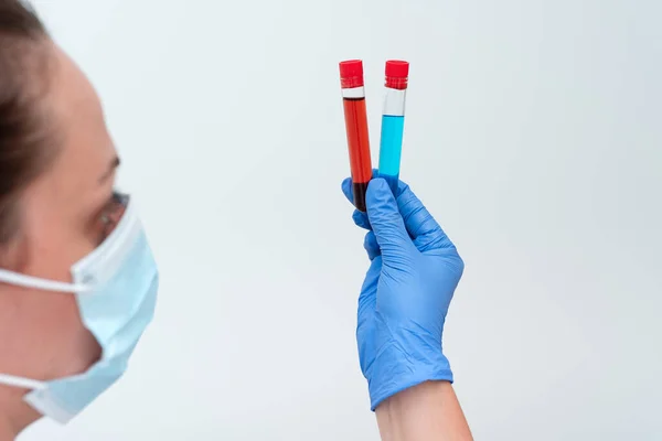 Tıp Aşısı Virüs Enfeksiyonu Laboratuvarı Deneme Testleri Deney Sunumları Bilim Tartışmaları İş Giysileri Koruyucu Vitesler — Stok fotoğraf