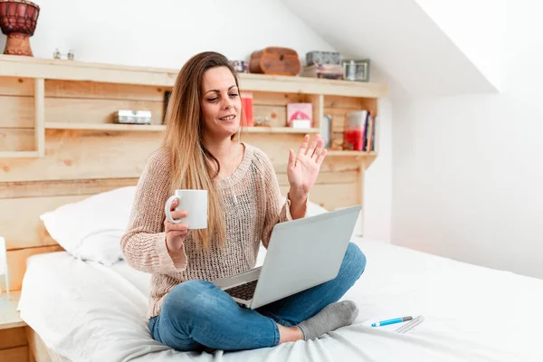 Abstracto Pedir Alimentos en Línea, Resolver Problemas Foros de Internet, Trabajo de Oficina Remota, Presentación de Computadoras, Dar Lecciones, Aprender Cosas Nuevas — Foto de Stock