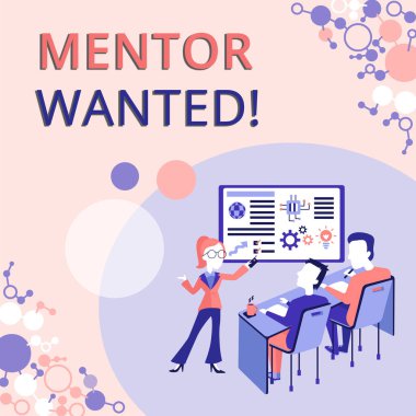 Mentor Aranıyor 'u gösteren metin başlığı. İnternet Konsepti: İş Durumu Raporu Konseptini sunarak, İş Durumu Bildirerek, Proje Raporu 'nu sunarak kendini başarıya ulaştırabilecek birini bulmak