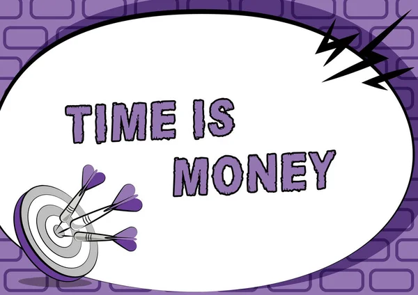 Концептуальне відображення Time Is Money. Слово для того, щоб робити речі якомога швидше і не марнувати час Повідомлення про концепцію досягнення цілі, оголошення цілі — стокове фото