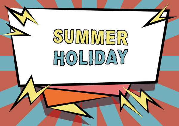 Text sign showing Summer Holiday. Conceptual photo special period of time in summer for relaxation and fun Abstract Displaying Urgent Message, New Announcement Information