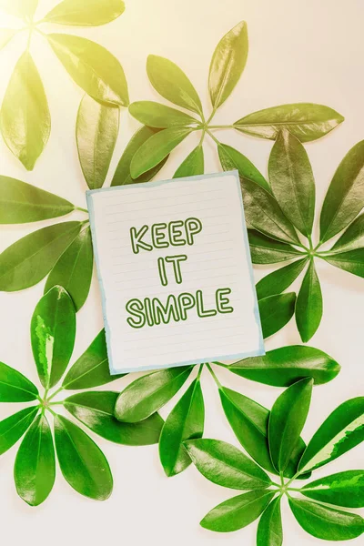 Tekstbord met 'Keep It Simple' erop. Zakelijke aanpak vragen om iets gemakkelijk te begrijpen niet in te veel detail Besparen van milieu-ideeën en plannen, het creëren van duurzame producten — Stockfoto