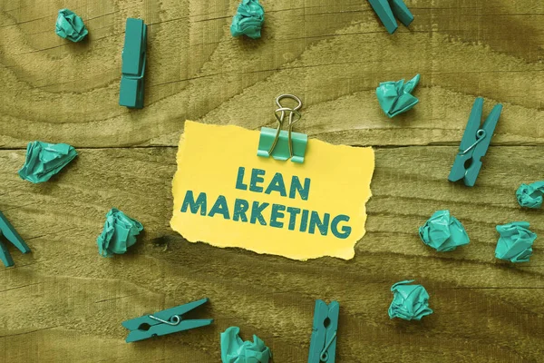 Inspiráció, ami a Lean Marketing jeleit mutatja. Szó vizsgálatáért felelős kiskereskedelmi stratégia és helyszínen, amely szakszerűen működik Színes perspektíva Pozitív gondolkodás Kreatív ötletek és inspirációk — Stock Fotó