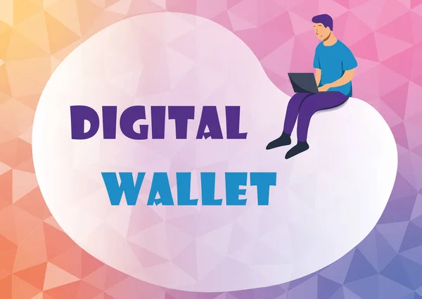 Text sign showing Digital Wallet. Business idea a financial account that allows creating an online transaction Abstract Spreading Message Online, Global Connectivity Concepts — Foto de Stock