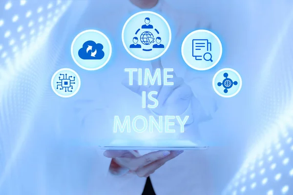 Inspiration showing sign Time Is Money. Concept meaning to do things as quickly as posibble and not to waste time Inspirational business technology concept with copy space — Foto de Stock