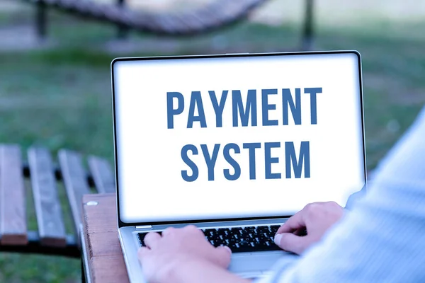 Handwriting text Payment System. Business idea different transaction method allowing the transfer of fund Online Jobs And Working Remotely Connecting People Together — Stock Photo, Image